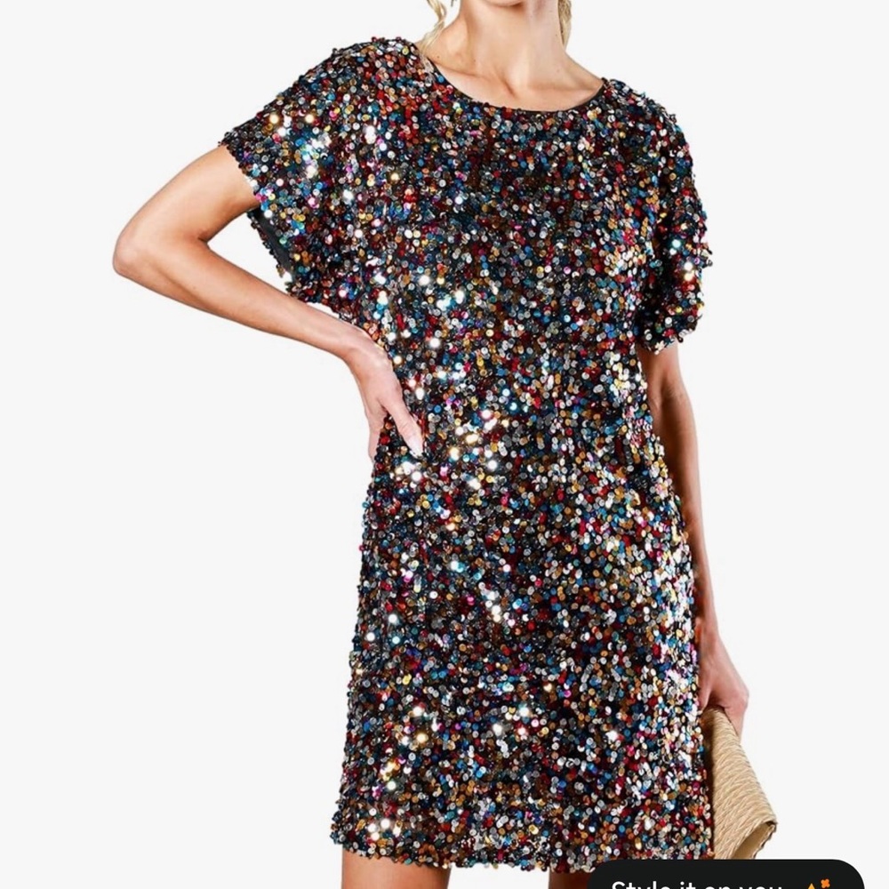 Femi Semi Multicolor Sequin Dress XL